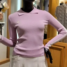 New golf wear for women sportswear in autumn and winter ladies knitted sweater long sleeve golf high elastic sportswear