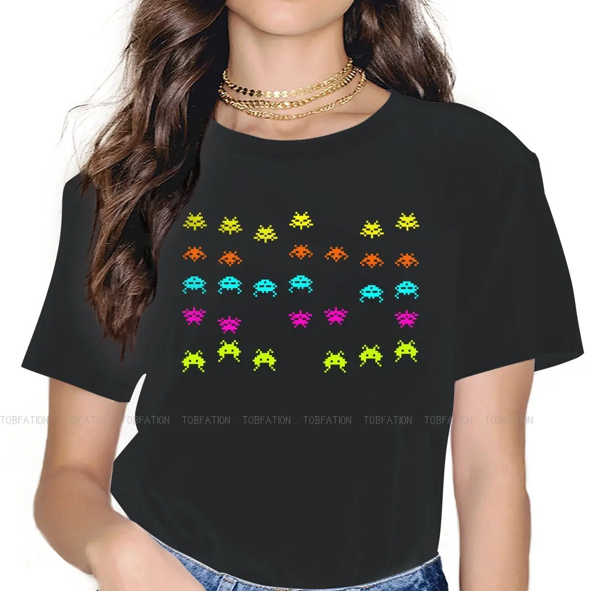 Space Invaders Game Women T Shirt Alien Invasion Female Tops 5XL Graphic Funny Tees Ladies Oversized Tshirt
Space Invaders Game Women T Shirt Alien Invasion Female Tops 5XL Graphic Funny Tees Ladies Oversized Tshirt
