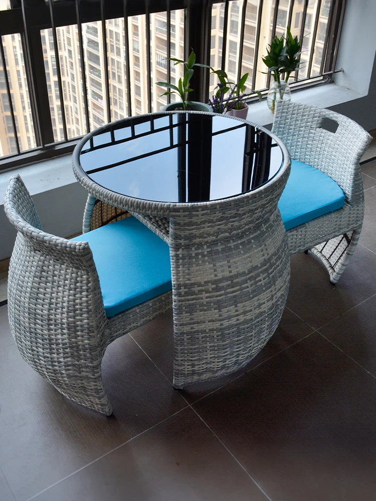Balcony Small Table and Chair Three-Piece Table and Chair Combination Outdoor Tea Table Rattan Chair a Table and Two Chairs
Balcony Small Table and Chair Three-Piece Table and Chair Combination Outdoor Tea Table Rattan Chair a Table and Two Chairs
