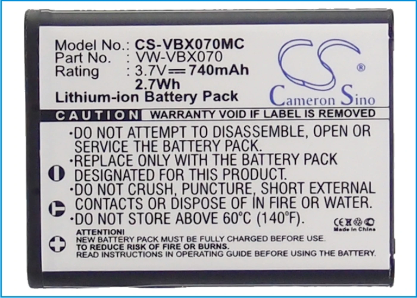 Cameron Sino 740mA Battery for Panasonic HX-DC2EG-W,HX-DC2GK,HX-DC2H,HX-DC2W,HX-DC3 VW-VBX070,VW-VBX070GK,VW-VBX070-W
Cameron Sino 740mA Battery for Panasonic HX-DC2EG-W,HX-DC2GK,HX-DC2H,HX-DC2W,HX-DC3 VW-VBX070,VW-VBX070GK,VW-VBX070-W