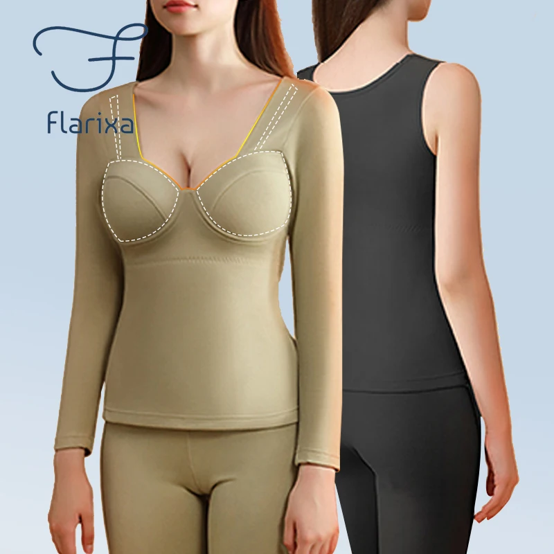 Flarixa Seamless Thermal Underwear Women Thermal Tank Top With Bra Stretch Warm Tights With Fleece Winter Thermo Lingerie Pants
Flarixa Seamless Thermal Underwear Women Thermal Tank Top With Bra Stretch Warm Tights With Fleece Winter Thermo Lingerie Pants