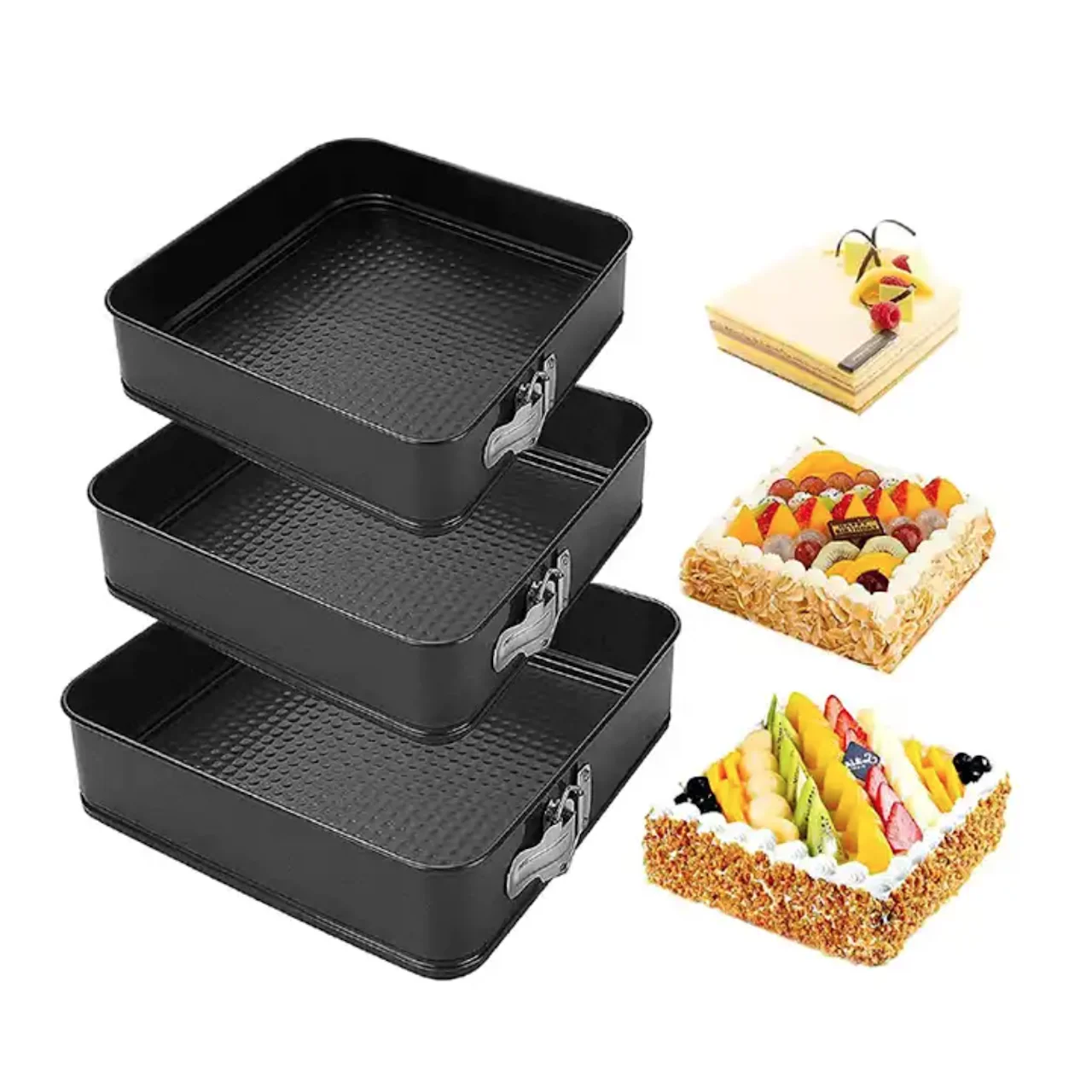 3PC Square Springform Cake Molds Pans With Removable Bottom Chiffon Cheese Mousse Cake Molds Baking Tools Kitchen Accessories
3PC Square Springform Cake Molds Pans With Removable Bottom Chiffon Cheese Mousse Cake Molds Baking Tools Kitchen Accessories