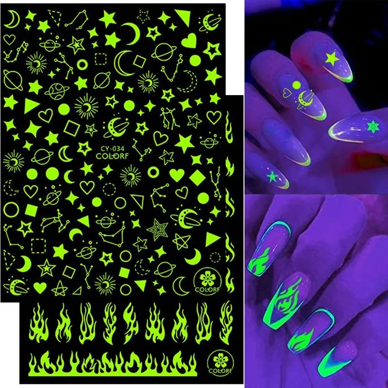 Nail Art Sticker Back Adhesive Luminous Flame Butterfly Moon Love Pattern Nail Art Sticker For Nails Tips Beauty
Nail Art Sticker Back Adhesive Luminous Flame Butterfly Moon Love Pattern Nail Art Sticker For Nails Tips Beauty