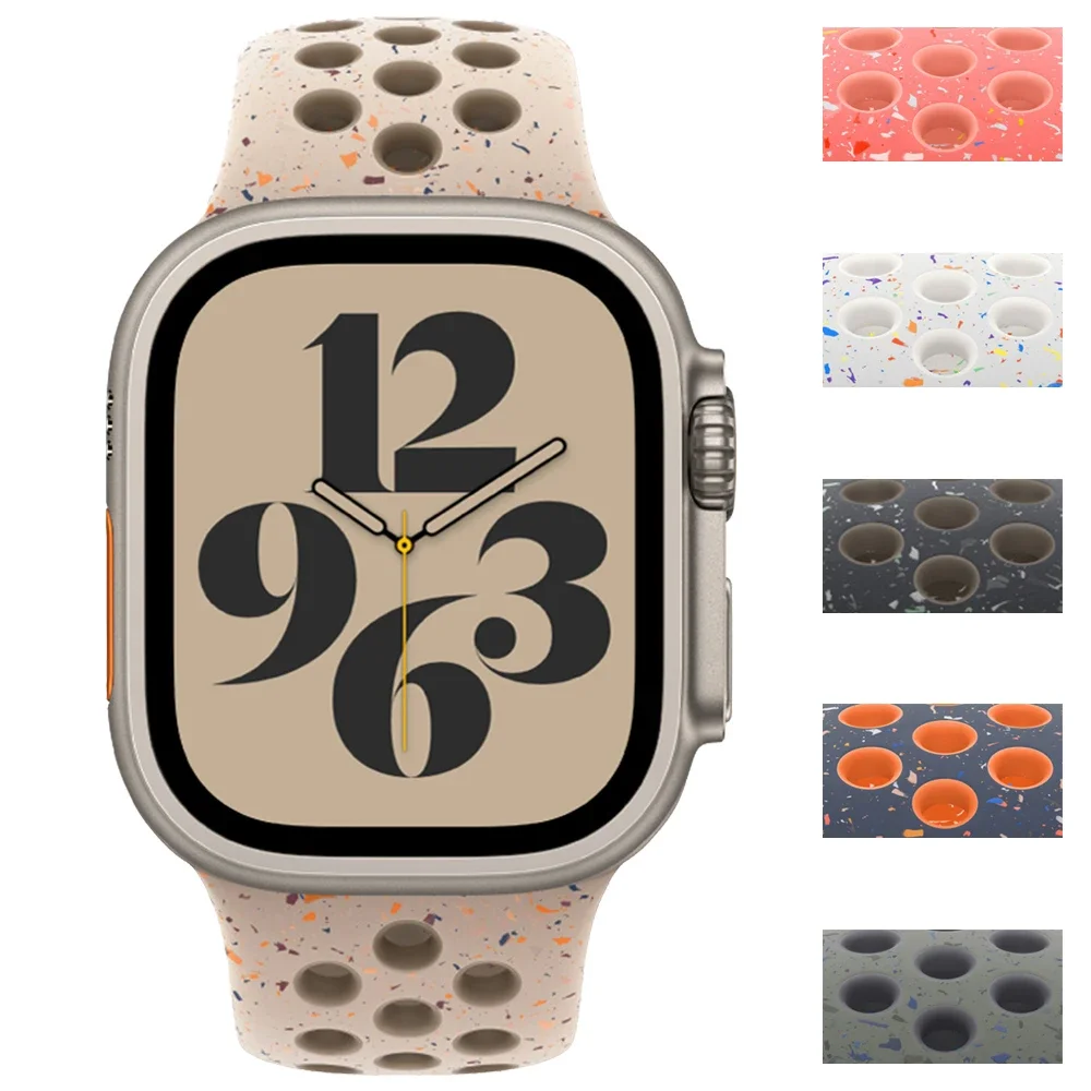 Original Sport Rubber Strap for Apple Watch Band 49mm 45mm 44mm 42mm 38mm Colored Particles Band for IWatch 9 8 7 6 5 SE Ultra 2 
Original Sport Rubber Strap for Apple Watch Band 49mm 45mm 44mm 42mm 38mm Colored Particles Band for IWatch 9 8 7 6 5 SE Ultra 2