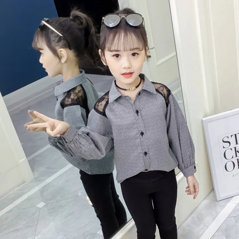 New 2022 Kids Girls Spring Autumn Long-Sleeved Cotton Lace Print Shirts Children Clothing Plaid Turn Down Collar Tops Blouse Q03
New 2022 Kids Girls Spring Autumn Long-Sleeved Cotton Lace Print Shirts Children Clothing Plaid Turn Down Collar Tops Blouse Q03