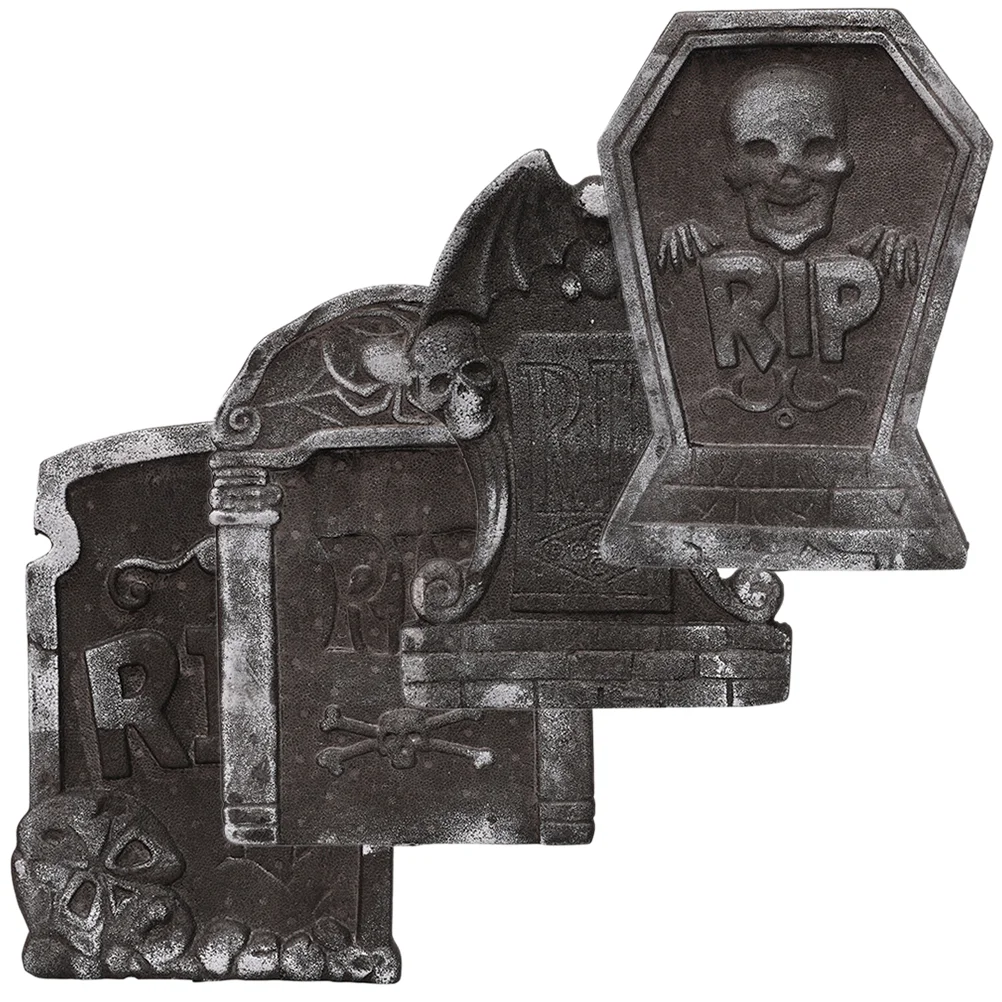 

4pcs Scary Decorative Tombstone Prank Prop Halloween Theme Foam Tombstone Decor