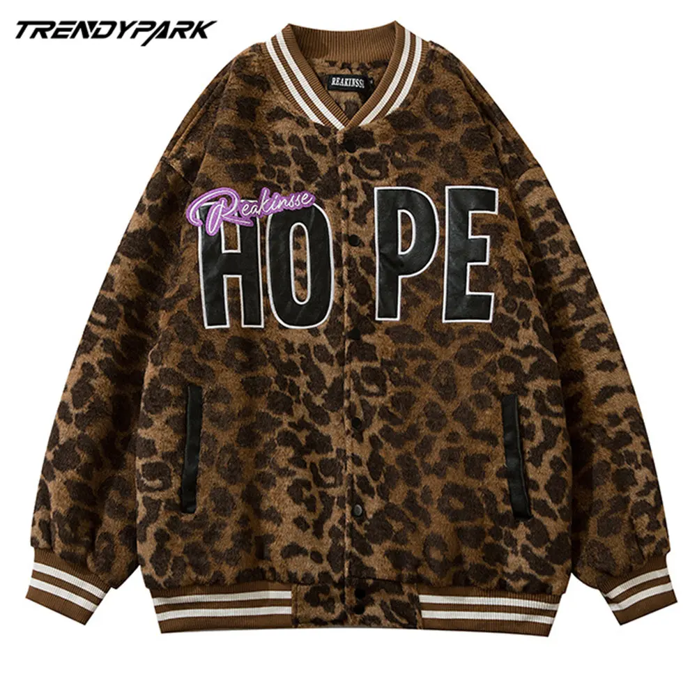 Jackets Man Furry Cloth Leopard Print Pattern Vintage Baseball Jacket 2022 Autumn Embroidery Letters Streetwear Men's Jacket
Jackets Man Furry Cloth Leopard Print Pattern Vintage Baseball Jacket 2022 Autumn Embroidery Letters Streetwear Men's Jacket