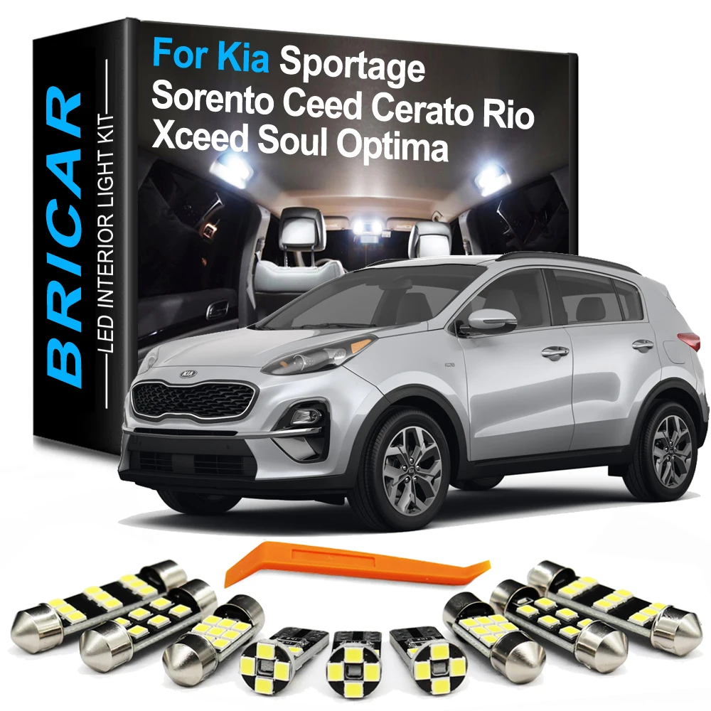 

Bricar Car LED Bulb Interior Light Kit For Kia Sportage Sorento Ceed Xceed Rio Cerato Optima Soul MK 1 2 3 4 MK1 MK2 MK3 MK4