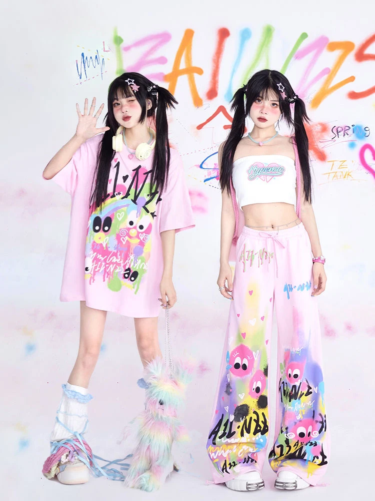 Hiphop Casual Pants Women Y2k Grunge Aesthetic Wide Leg Pants Sweet Pink Kawaii Trousers Summer Cartoon Egirl Vintage Punk Top
Hiphop Casual Pants Women Y2k Grunge Aesthetic Wide Leg Pants Sweet Pink Kawaii Trousers Summer Cartoon Egirl Vintage Punk Top