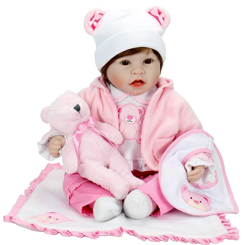 22inch Reborn Baby Doll Newborn Babies 55CM flexible Lifelike Doll Soft Cloth Body Bebe Doll pink bear Kids Toy Birthday Present
22inch Reborn Baby Doll Newborn Babies 55CM flexible Lifelike Doll Soft Cloth Body Bebe Doll pink bear Kids Toy Birthday Present