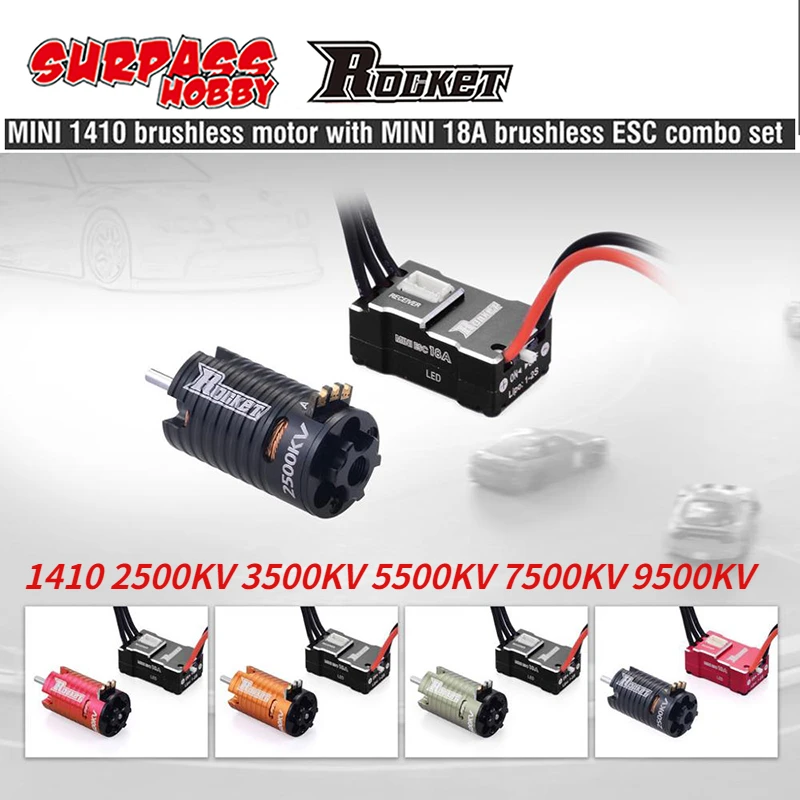 Rocket Mini 1410 2500KV 3500KV Brushless Motor w/18A ESC for Kyosho Mr03 Atomic DRZ 1/24 1/28 1/32 RC CarLED Programming Card
Rocket Mini 1410 2500KV 3500KV Brushless Motor w/18A ESC for Kyosho Mr03 Atomic DRZ 1/24 1/28 1/32 RC CarLED Programming Card