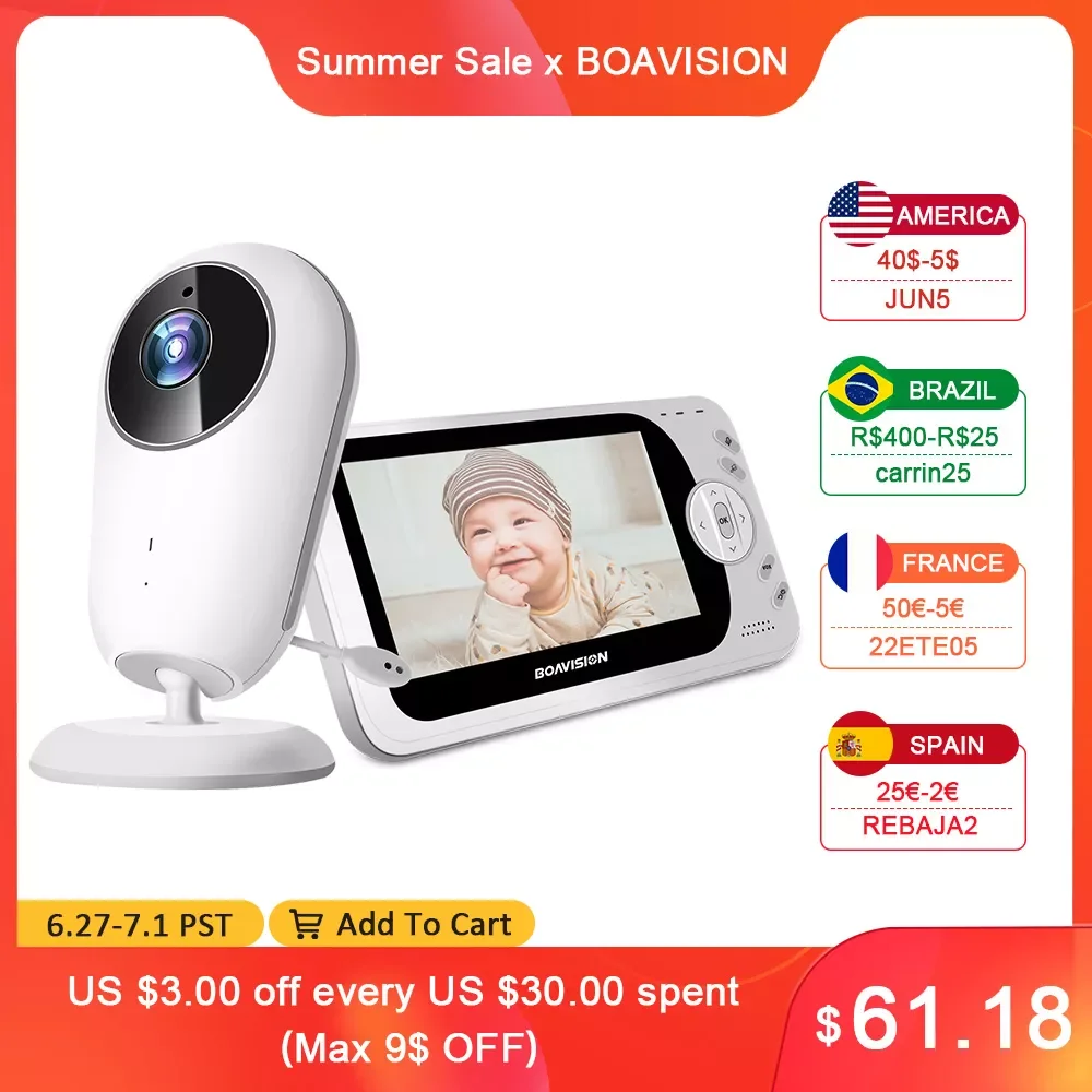 4.3 inch Wireless Video Baby Monitor Sitter portable Baby Nanny IR LED Night Vision intercom Surveillance Security Camera VB608
4.3 inch Wireless Video Baby Monitor Sitter portable Baby Nanny IR LED Night Vision intercom Surveillance Security Camera VB608