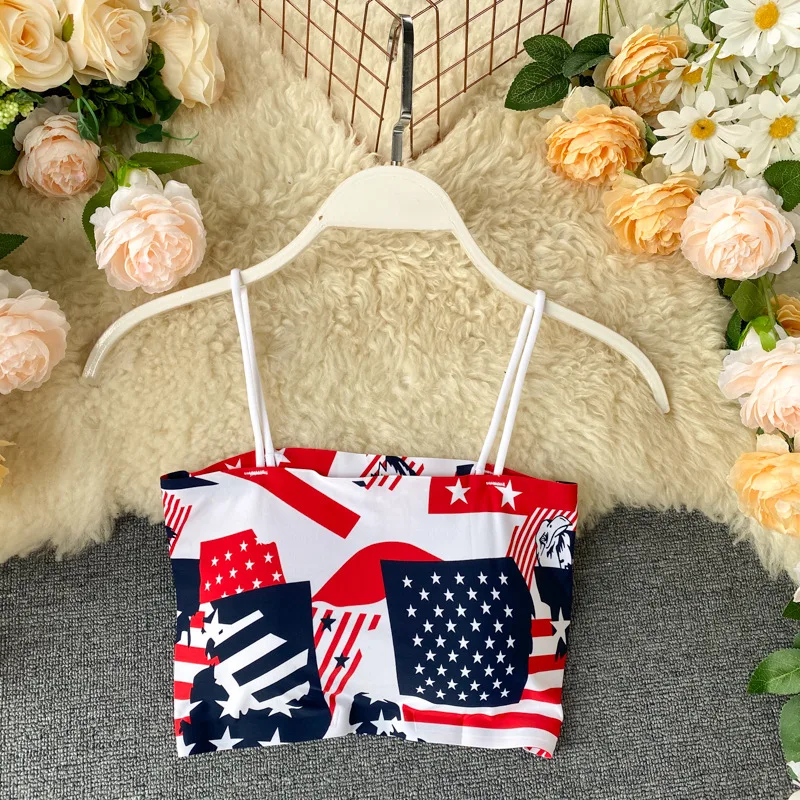 2022 Summer New Short Small Sling Fashion Trend Printed Sexy Slim Tops Cool All-match Camisole Vest Lightweight Women Clothing
2022 Summer New Short Small Sling Fashion Trend Printed Sexy Slim Tops Cool All-match Camisole Vest Lightweight Women Clothing