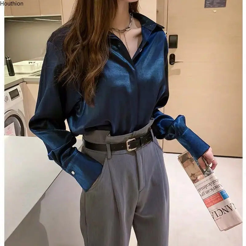 Spring/Summer Long-sleeved Blouse The New Fashion Casual Polo Shirt Loose Imitation Chiffon Korean Top
Spring/Summer Long-sleeved Blouse The New Fashion Casual Polo Shirt Loose Imitation Chiffon Korean Top