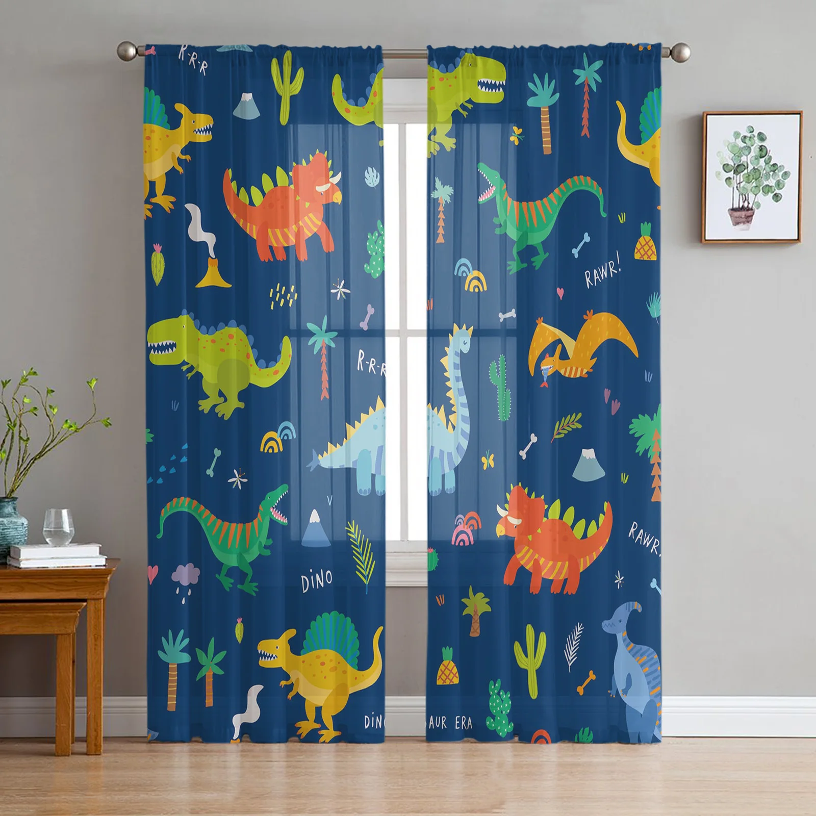 Dinosaur Cartoon Colorful Tulle Curtains Kitchen Sheer Window Curtains for Living Room Home Decor Bedroom Printed Voile Curtain 
Dinosaur Cartoon Colorful Tulle Curtains Kitchen Sheer Window Curtains for Living Room Home Decor Bedroom Printed Voile Curtain