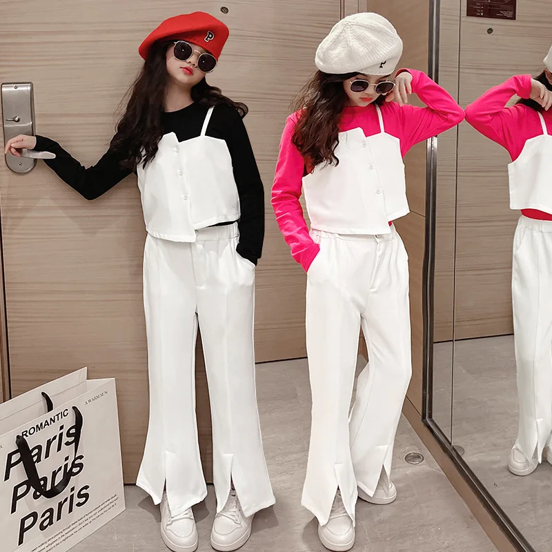 Children's clothing girls spring suit 2022 new children's suspenders long-sleeved bottoming shirt three-piece set
Children's clothing girls spring suit 2022 new children's suspenders long-sleeved bottoming shirt three-piece set