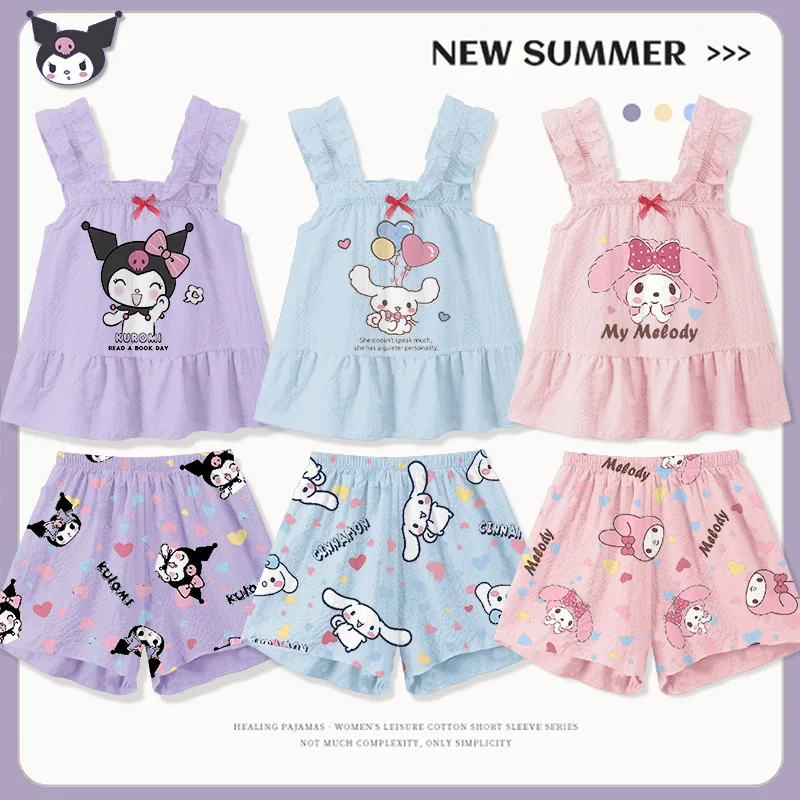 Sanriod Anime Melody Cinnamoroll Kuromi Summer Children Pajamas Set Kids Boy Girls Strap Sleeveless Sleepwear Short Lingerie Set
Sanriod Anime Melody Cinnamoroll Kuromi Summer Children Pajamas Set Kids Boy Girls Strap Sleeveless Sleepwear Short Lingerie Set