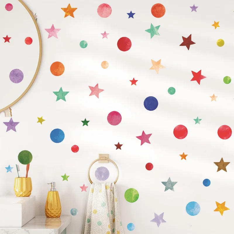 

Colorful Dots Kid's Room Wall Background Decor Stickers Pvc Self-adhesive Karl Wave Dot Kindergarten Classroom Wall Stickers