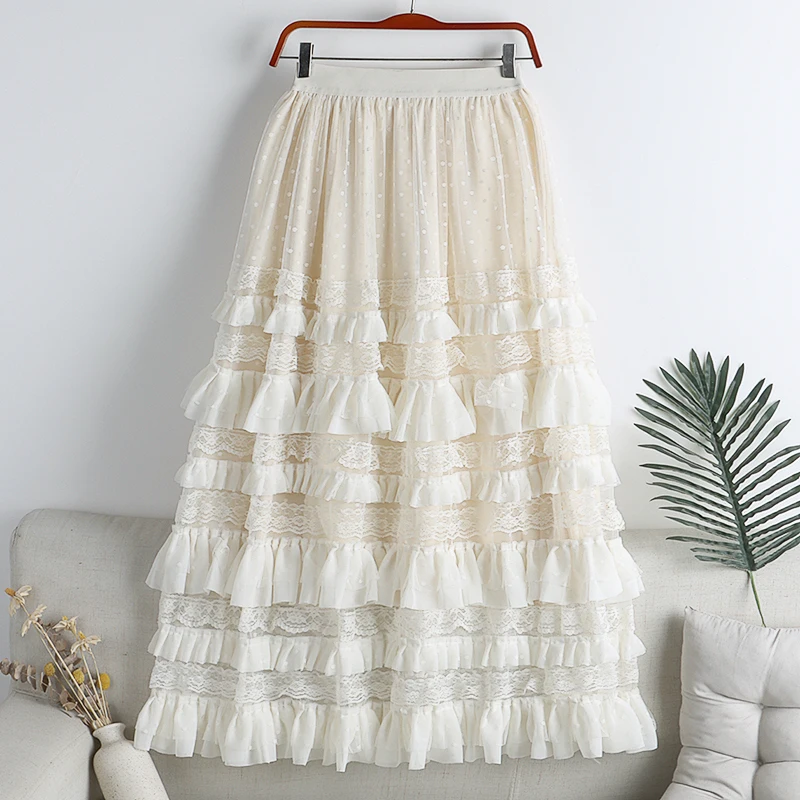 Women Fashion Mesh Cake Skirt Ladies Spring Empire Elastic Waist Color Layer Pleated Mid-Skirt Pleated Cascading Soft Skirt
Women Fashion Mesh Cake Skirt Ladies Spring Empire Elastic Waist Color Layer Pleated Mid-Skirt Pleated Cascading Soft Skirt