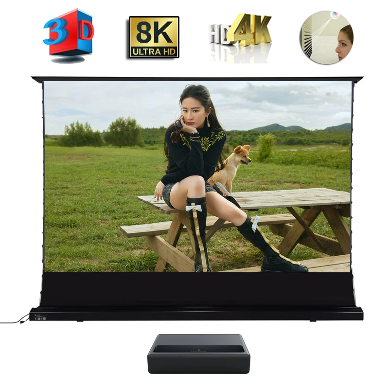 Motorized Wireless 100" 16:9 ALR Rollable Floor Rising Electric Laser Projector Screen HD/UHD/2K/4K/8K 3D Supported
Motorized Wireless 100" 16:9 ALR Rollable Floor Rising Electric Laser Projector Screen HD/UHD/2K/4K/8K 3D Supported