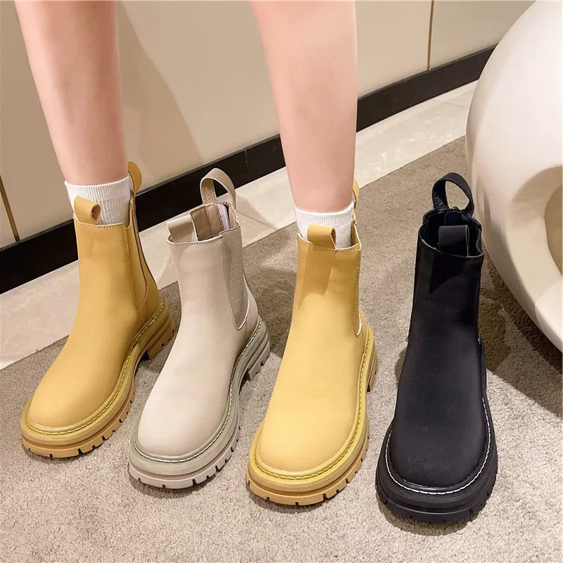 Autumn and winter new fashion sponge cake thick bottom Chelsea boots thick heel short tube elastic rider boots womens shoes
Autumn and winter new fashion sponge cake thick bottom Chelsea boots thick heel short tube elastic rider boots womens shoes