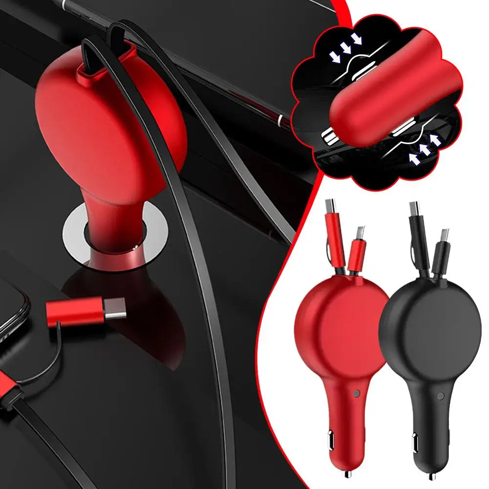 3 IN 1 Retractable Car Charger USB Type C Cable For IPhone Samsung Fast Charge Cord Cigarette Lighter Adapter I5M5
3 IN 1 Retractable Car Charger USB Type C Cable For IPhone Samsung Fast Charge Cord Cigarette Lighter Adapter I5M5