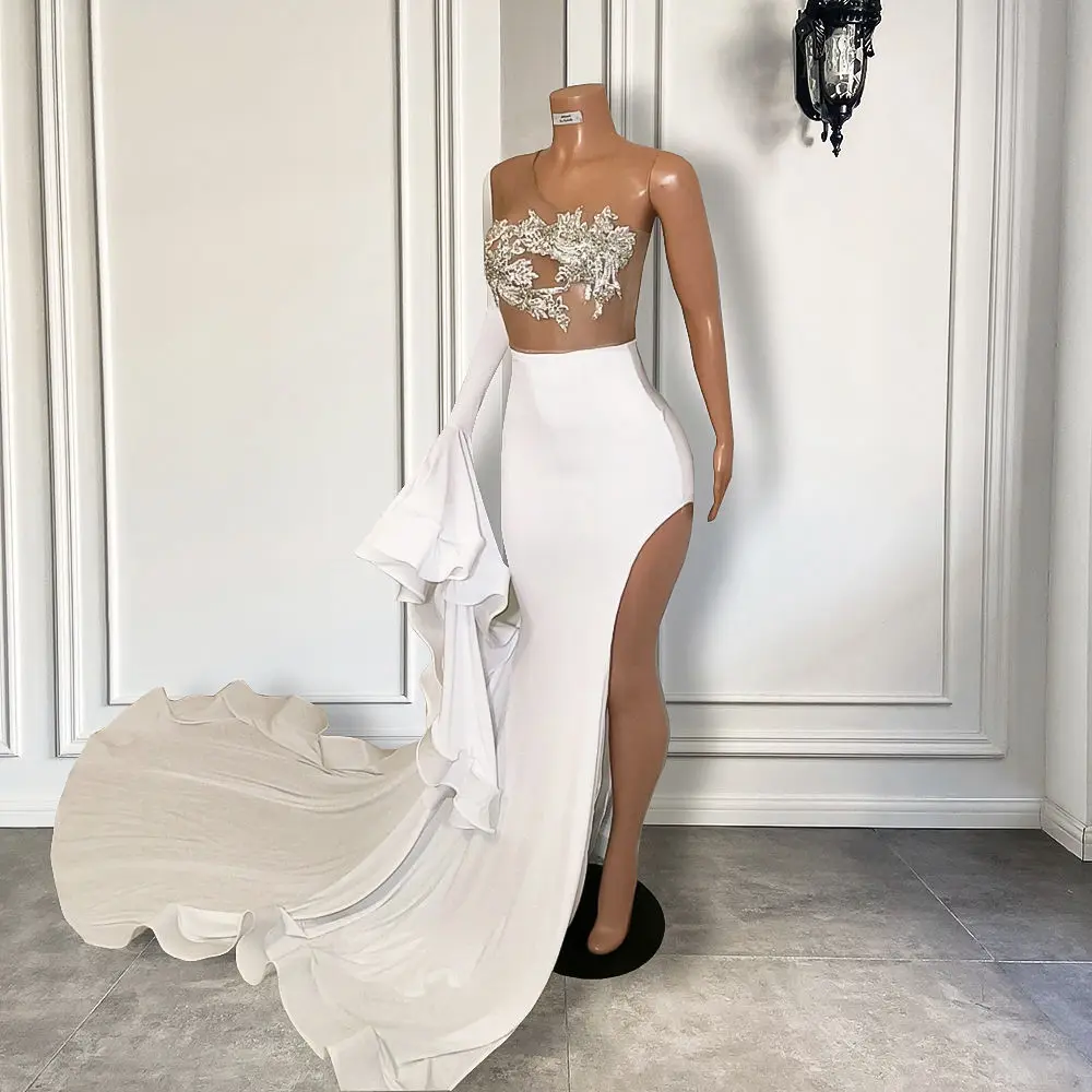 Long Prom Dresses 2023 One Shoulder Single Long Sleeve Sexy High Slit Mermaid Black Girls Prom Gala Gowns
Long Prom Dresses 2023 One Shoulder Single Long Sleeve Sexy High Slit Mermaid Black Girls Prom Gala Gowns