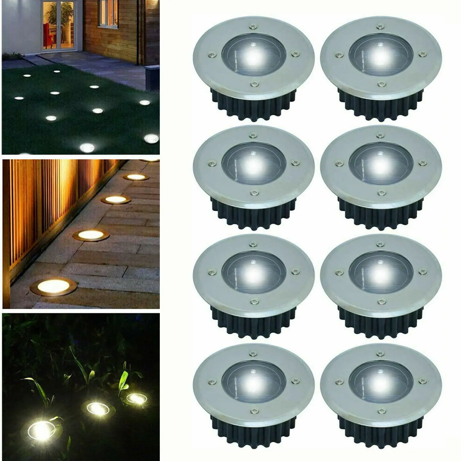 

4pcs/set Solar Power Buried Stair Light Under Ground Lamp Outdoor Path Way Garden Decor Floor Lawn Waterproof Footlight Lamp