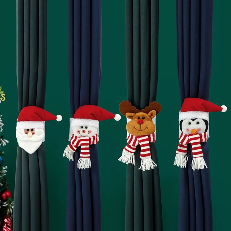 

Рождественская застежка для штор с мультяшным рисунком, держатель для штор в виде пингвина, Санта-Клауса, снеговика, Рождественский Декор для дома, гостиницы, рождественские Аксессуары для штор