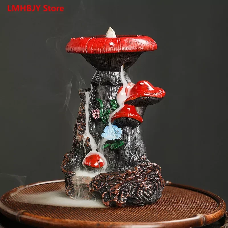 

North American Wind Mushroom Backflow Aromatherapy Furnace Home Decoration with Resin Backflow Aromatherapy Furnace Handicrafts
