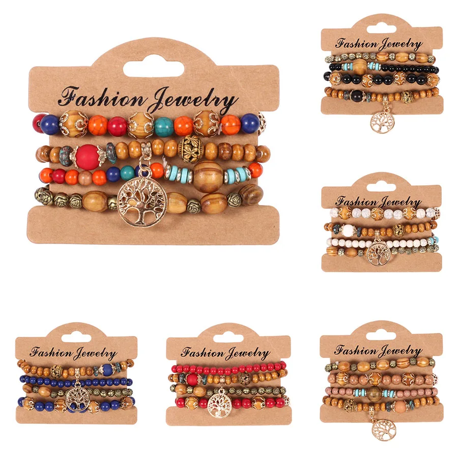 4Pcs/Set Bohemia Wood Beads Chain Bracelet Set For Women Tree Of Life Charm Rose Flower Handmade Bangle Girls Boho Jewelry
4Pcs/Set Bohemia Wood Beads Chain Bracelet Set For Women Tree Of Life Charm Rose Flower Handmade Bangle Girls Boho Jewelry