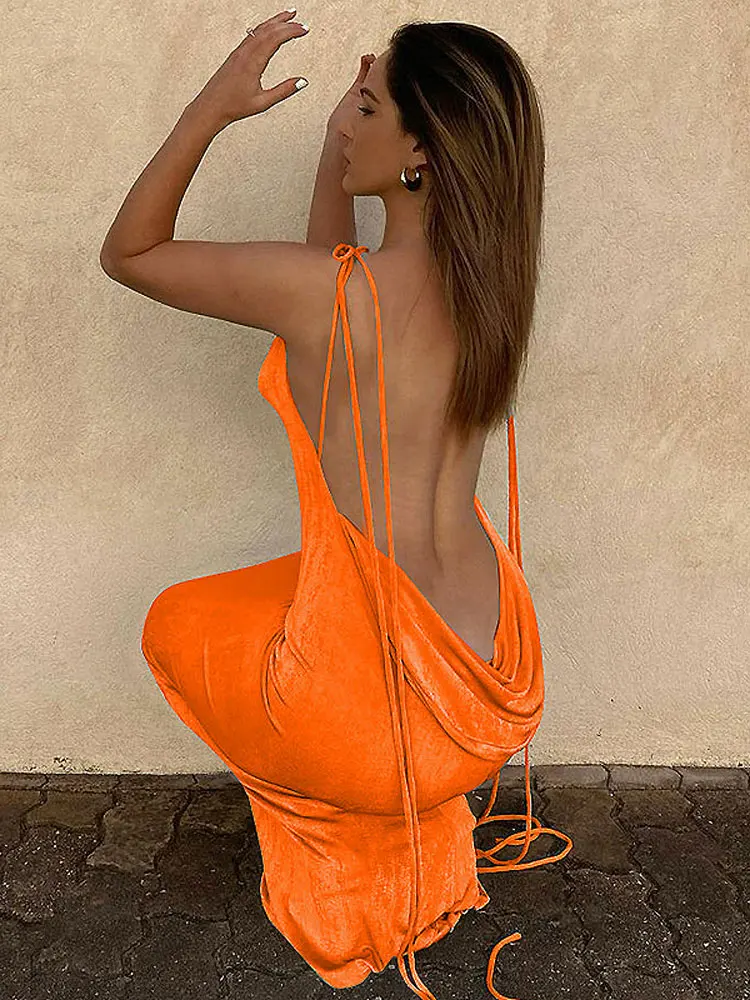 Ladies Sexy Club Wear Y2K Clothes Lace Up Sleeveless Backless Halter Bodycon Maxi Dresses For Women Evening Party Elegant Outfit
Ladies Sexy Club Wear Y2K Clothes Lace Up Sleeveless Backless Halter Bodycon Maxi Dresses For Women Evening Party Elegant Outfit