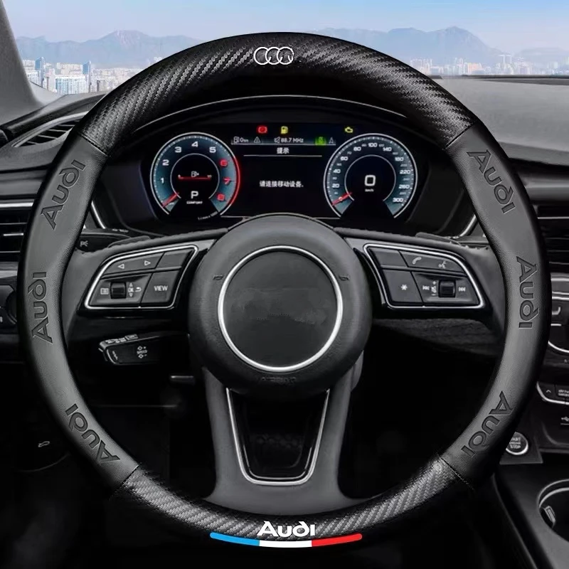 Car Carbon Fiber Steering Wheel Cover 38cm for Audi A3 A4 A5 A6 A7 Q3 Q5 Q7 Q8 TT Auto Interior logo Accessories Car Styling
Car Carbon Fiber Steering Wheel Cover 38cm for Audi A3 A4 A5 A6 A7 Q3 Q5 Q7 Q8 TT Auto Interior logo Accessories Car Styling