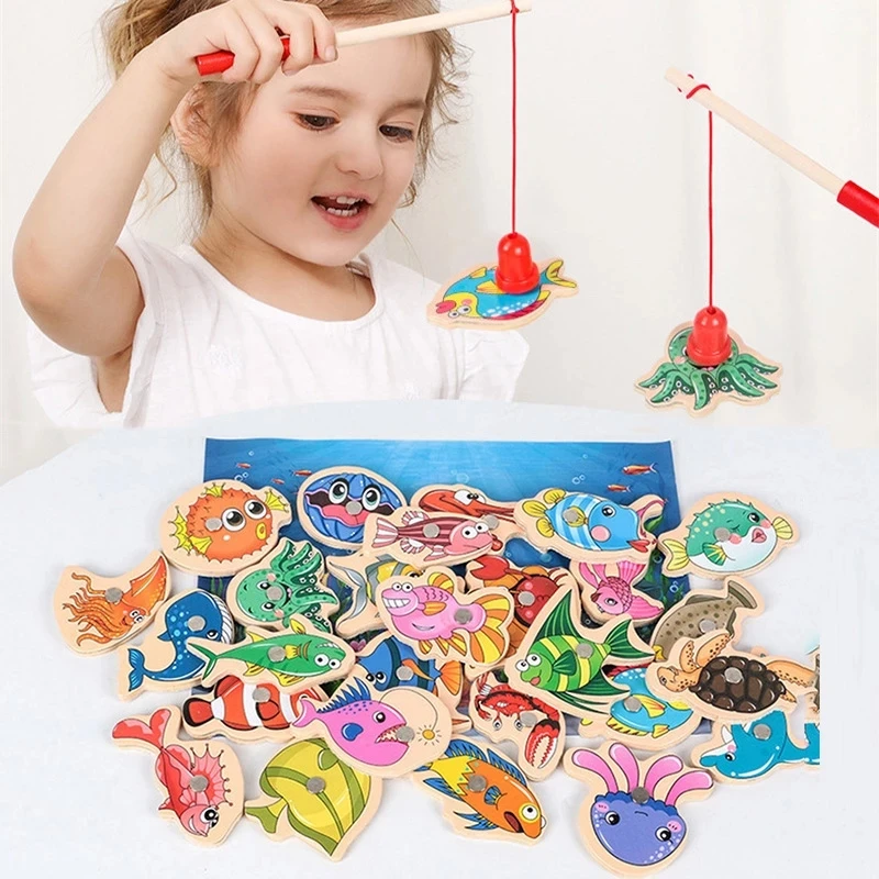 15/31pcs Kids Magnetic Fishing Game Toys Set Montessori Wooden Cartoon Fish Rod Toy Marine Life Cognition for Children Toy Gifts
15/31pcs Kids Magnetic Fishing Game Toys Set Montessori Wooden Cartoon Fish Rod Toy Marine Life Cognition for Children Toy Gifts