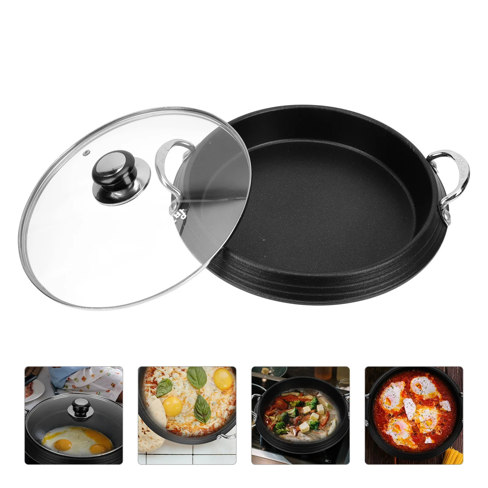 

Pan Cooking Nonstick Fry Pot Woks Pans Flat Deep Aluminium Alloy Household Kitchen Cookware Baking Plate