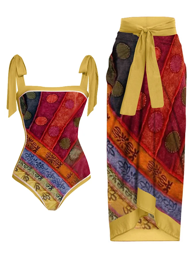 Vintage Colorblock Print One-Piece Swimsuit
Vintage Colorblock Print One-Piece Swimsuit