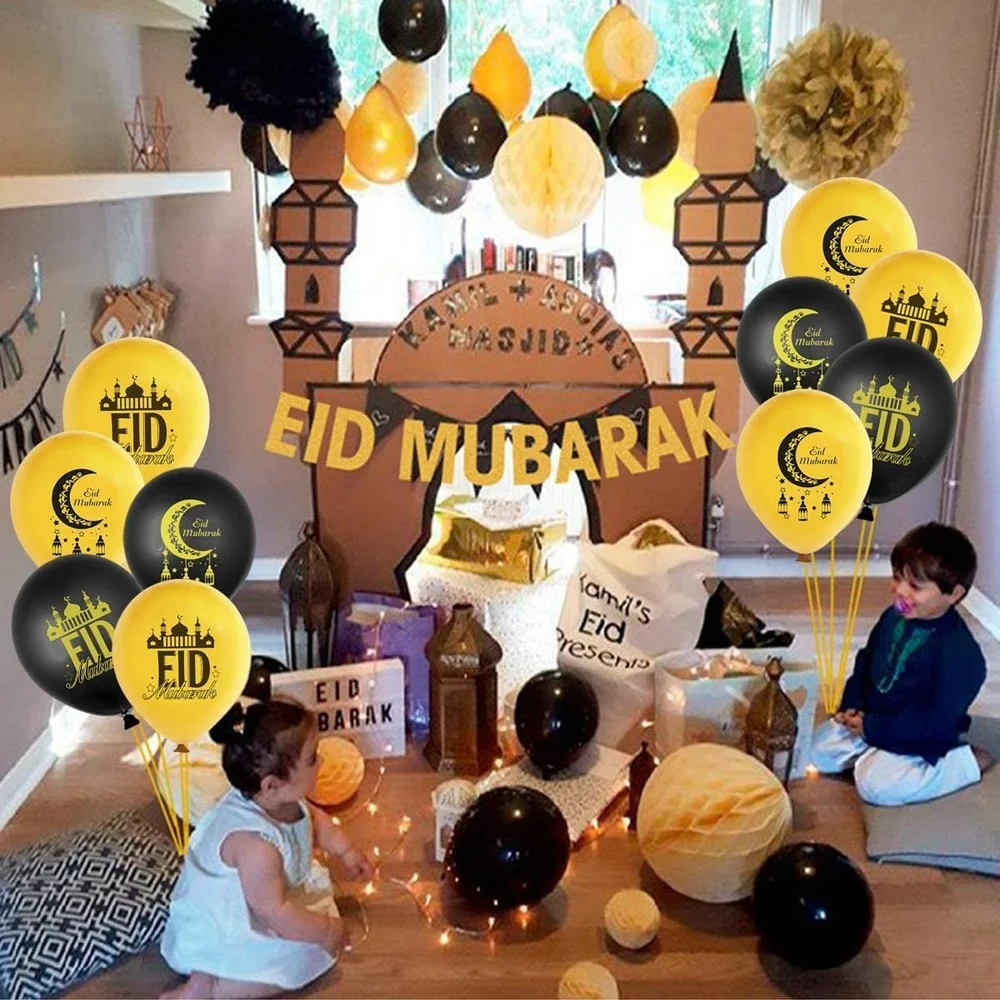15pcs Eid Al-Fitr Letters Print Balloons Gold Black Muslim Islamic Festival Decoration Sequin Latex Balloons
15pcs Eid Al-Fitr Letters Print Balloons Gold Black Muslim Islamic Festival Decoration Sequin Latex Balloons