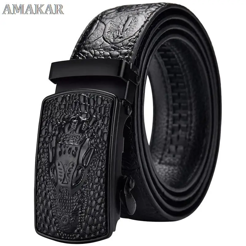 Men 's Genuine Leather Belt Business Automatic Buckle Casual High-quality Crocodile Pattern Leather Belt Luxury Design New 
Men 's Genuine Leather Belt Business Automatic Buckle Casual High-quality Crocodile Pattern Leather Belt Luxury Design New