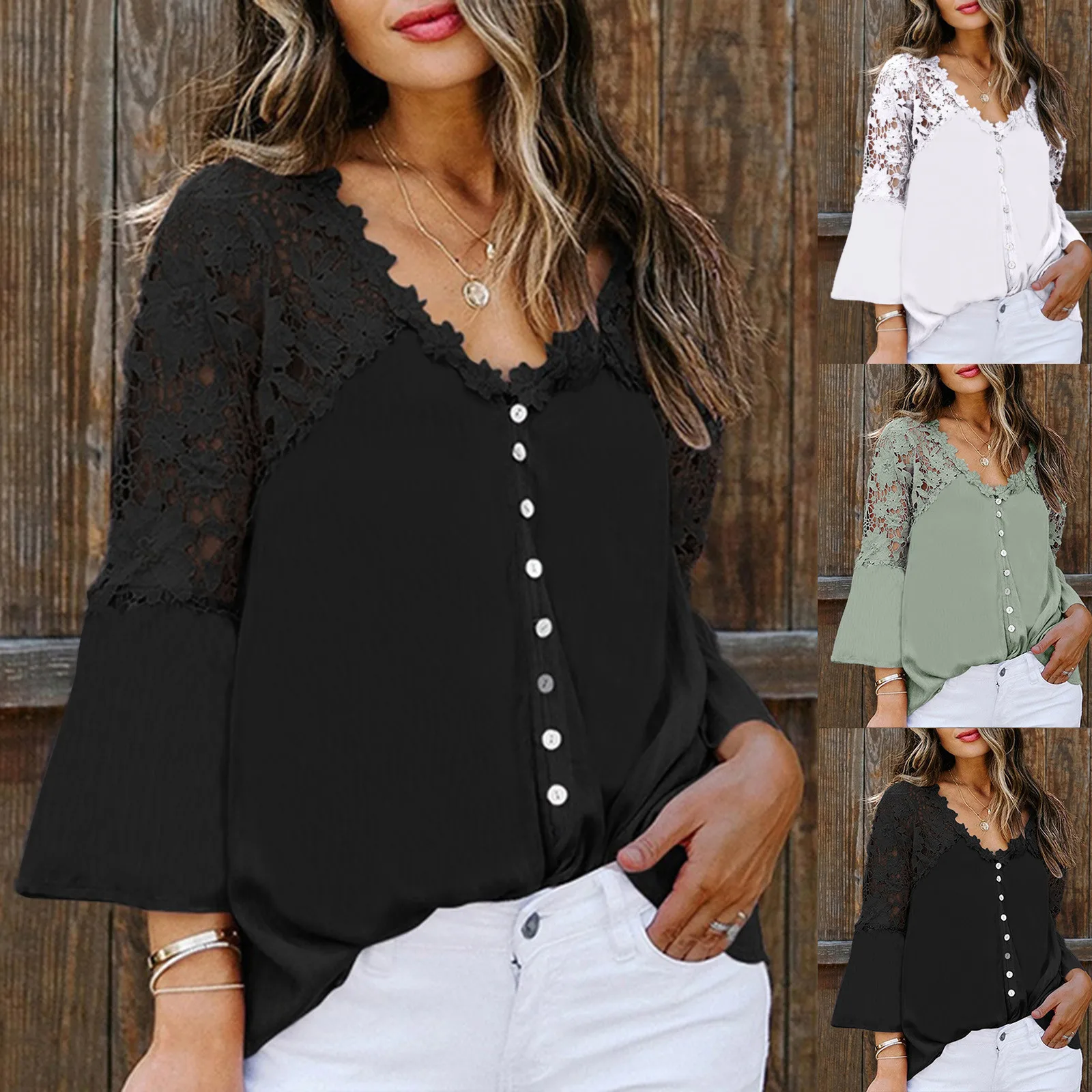 Women Long-sleeved Top Neck Loose Solid Color Stitching Winter Lace Round Women's Blouse Sport Compression Shirt
Women Long-sleeved Top Neck Loose Solid Color Stitching Winter Lace Round Women's Blouse Sport Compression Shirt
