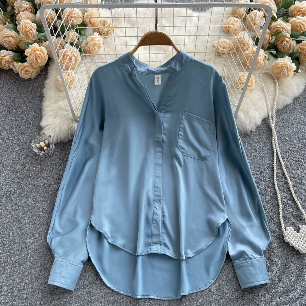 Vintage Blouse V-neck Shirts Women New Korean Button Loose Shirt Pockets Tops Female Casual Ladies Blouses Blusas Dropshipping
Vintage Blouse V-neck Shirts Women New Korean Button Loose Shirt Pockets Tops Female Casual Ladies Blouses Blusas Dropshipping