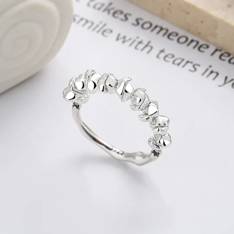 S925 Sterling Silver Geometric Patchwork Finger Rings for Women, Unique Irregular Design
S925 Sterling Silver Geometric Patchwork Finger Rings for Women, Unique Irregular Design