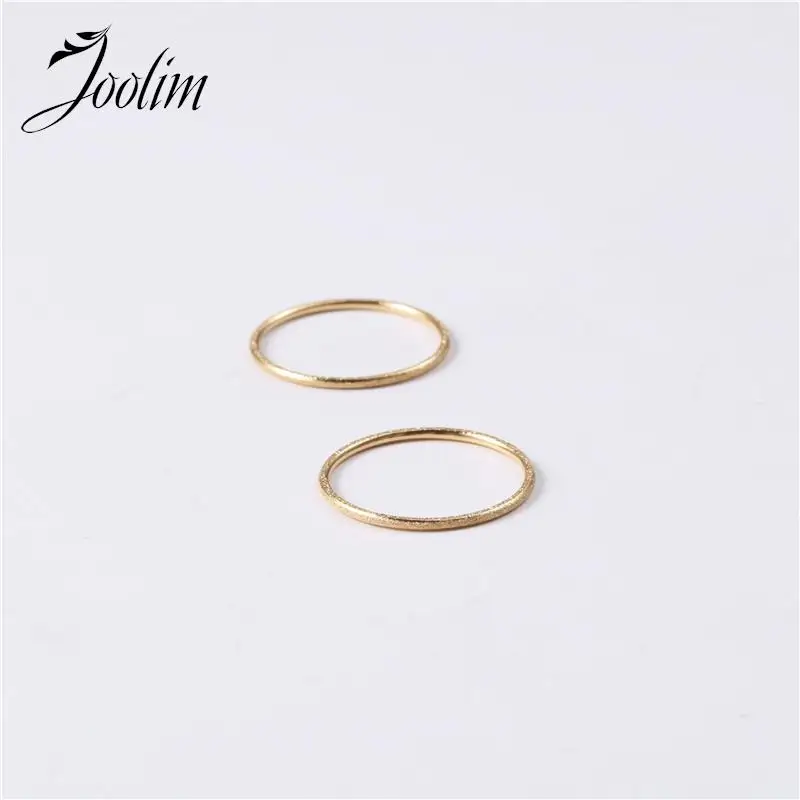 

Joolim Jewelry High End Gold Finish Waterproof&Tarnish Free Basic Frosted Fine Fold Wear Stainless Steel Finger Rings for Women