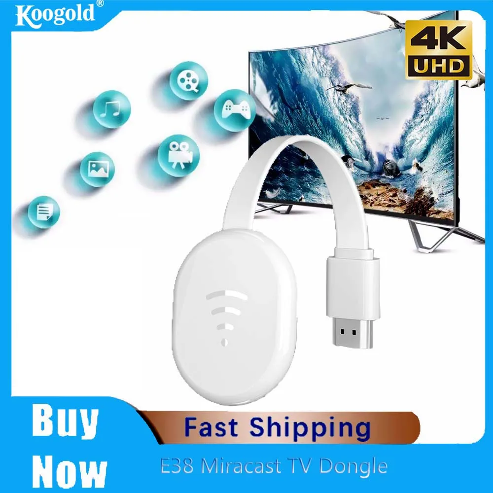 Koogold E38 Miracast TV Dongle Anycast HDMI-compatible For iPhone Android IOS 1080P Mirror Screen Wireless Wifi Display Receiver
Koogold E38 Miracast TV Dongle Anycast HDMI-compatible For iPhone Android IOS 1080P Mirror Screen Wireless Wifi Display Receiver