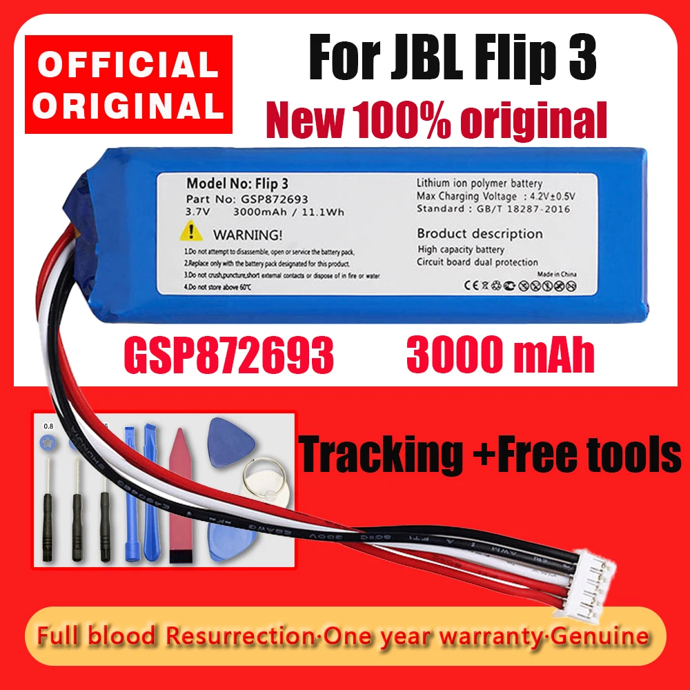 Новый литий-полимерный аккумулятор 3000 мАч 3,7 в GSP872693 для JBL Flip 3 Flip3, серый, замена, отслеживание + Бесплатные инструменты
Новый литий-полимерный аккумулятор 3000 мАч 3,7 в GSP872693 для JBL Flip 3 Flip3, серый, замена, отслеживание + Бесплатные инструменты