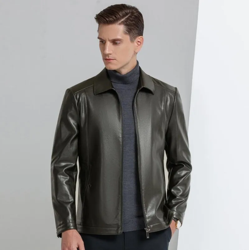Genuine Leather Jacket Men's Lapel Spring Autumn Thin Natural Sheep Leather Jacket
Genuine Leather Jacket Men's Lapel Spring Autumn Thin Natural Sheep Leather Jacket