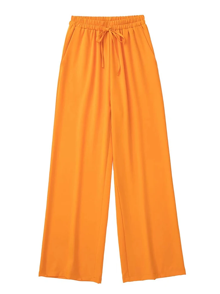 YENKYE 2022 Women Fashion Side Pockets Orange Wide Leg Pants Vintage Drawstring Elastic High Waist Female Casual Trousers
YENKYE 2022 Women Fashion Side Pockets Orange Wide Leg Pants Vintage Drawstring Elastic High Waist Female Casual Trousers