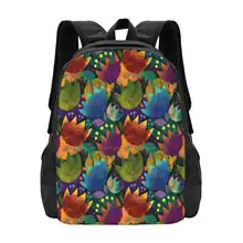 Flowers Backpack For Student School Laptop Travel Bag Flowers Floral Colours Texture Pattern Nature Happy Cheerful Brush