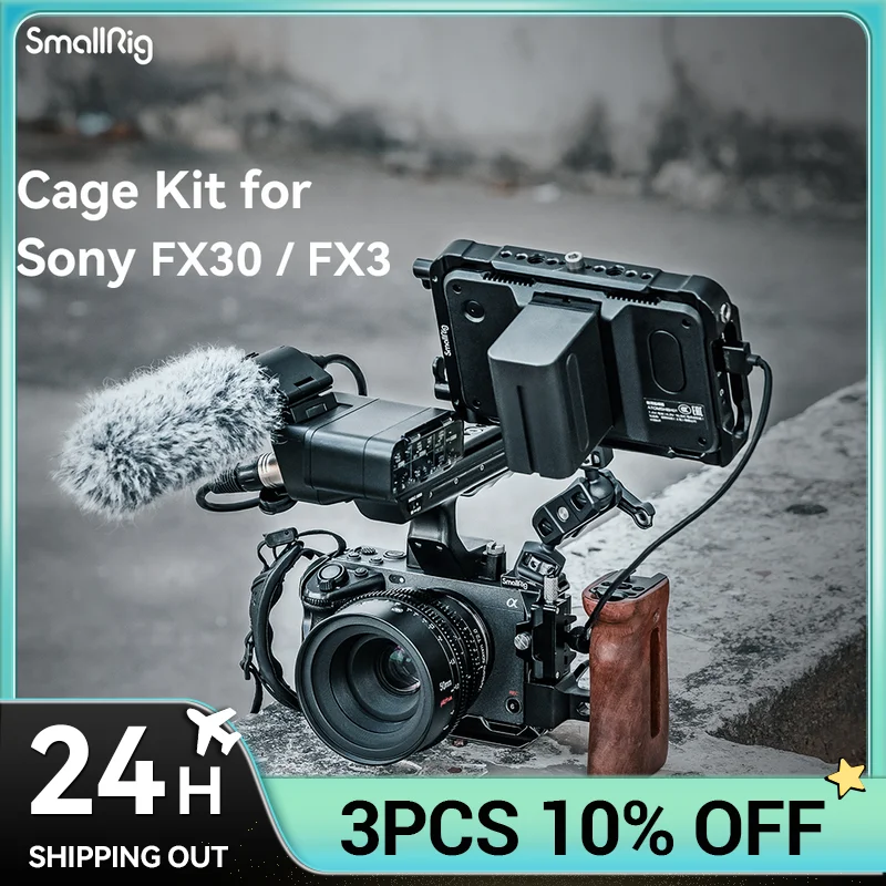 

SMALLRIG Cage for Sony FX30 FX3 with HDMI Cable Clamp, 1/4"-20 Threaded Holes, 3/8"-16 Locating Holes for ARRI,Cage Rig Kit