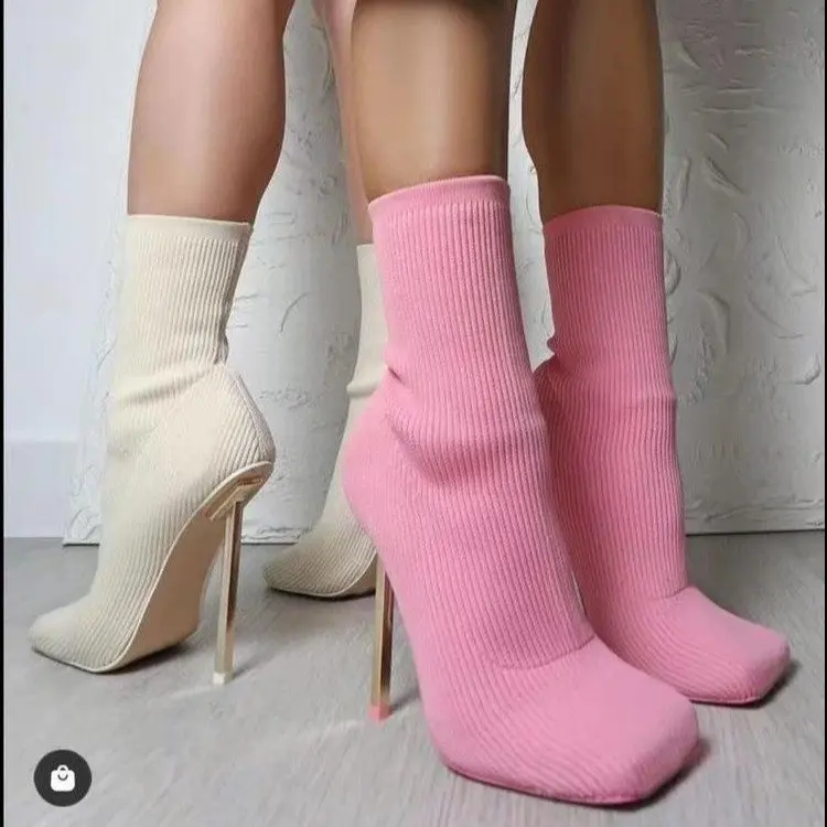 Super high heel short boots square toe sexy stiletto knit socks boots stretch mid-tube boots fashion single boots large size
Super high heel short boots square toe sexy stiletto knit socks boots stretch mid-tube boots fashion single boots large size