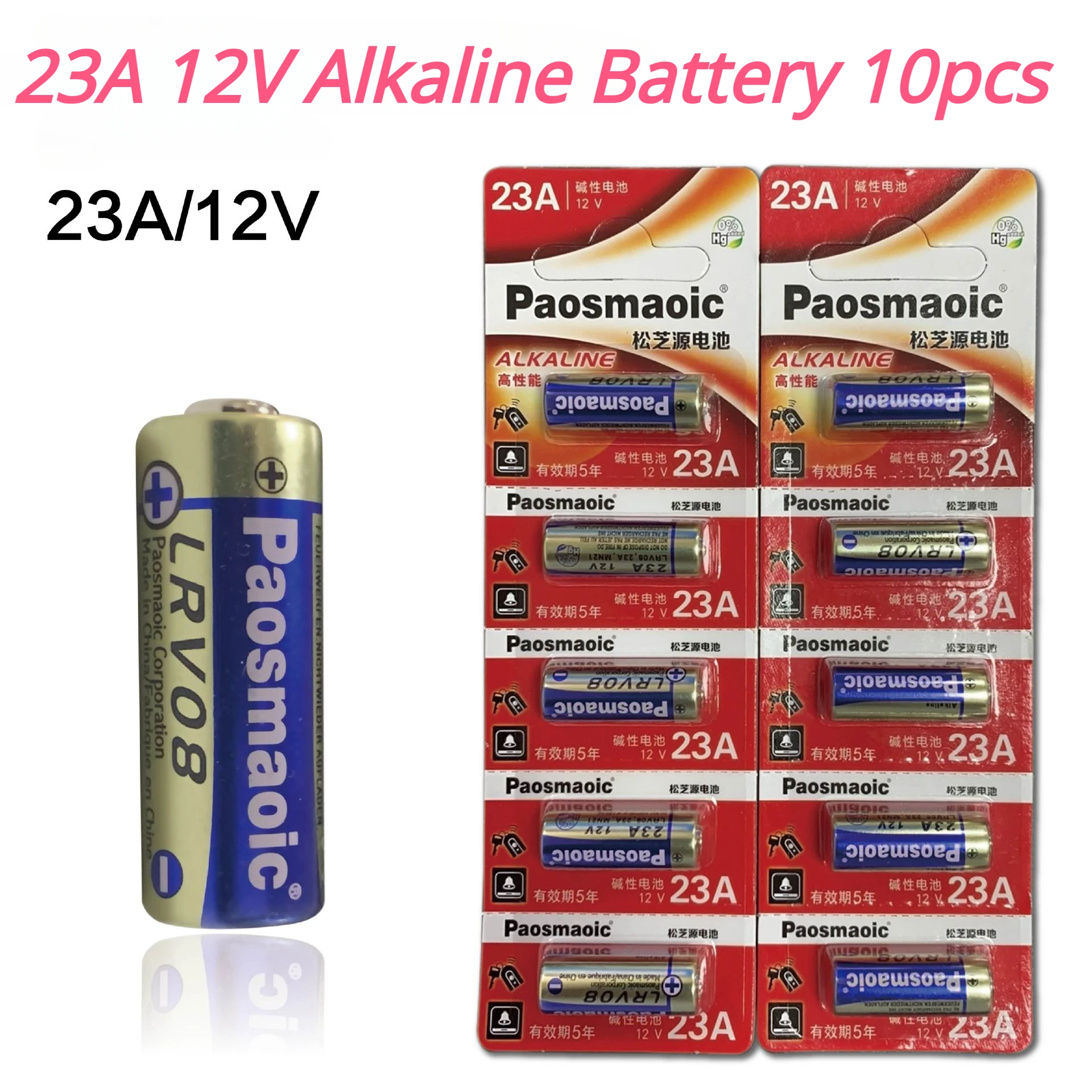 

NEW 23A 12V Alkaline Battery 10PCS 23A 12V 23GA A23S E23A EL12 MN21 V23GA LRV08 For Wireless Doorbell Alarm Remote Control Toy